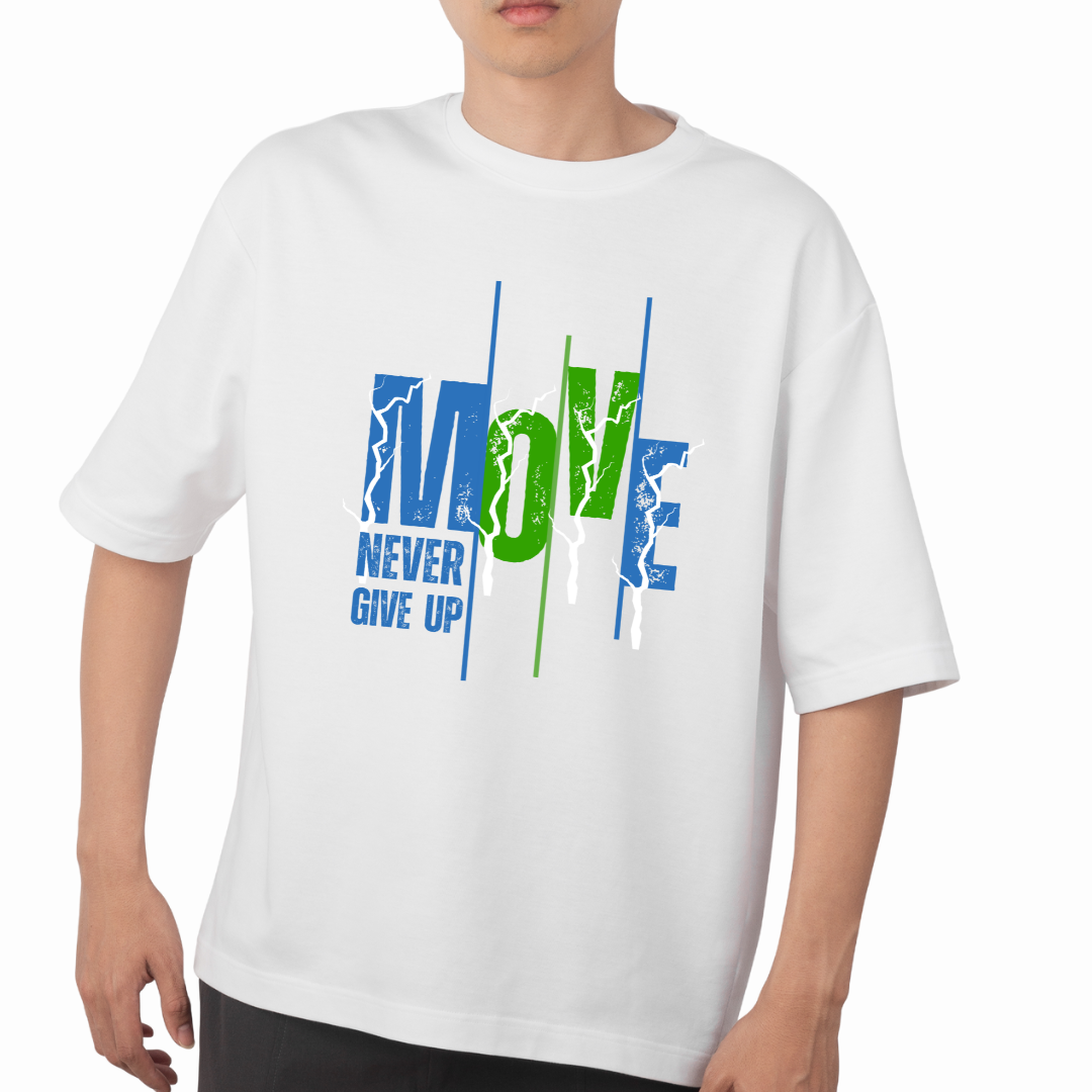 MOVE Never Give Up Motivational Graphic T-Shirt | Fitness & Gym Wear